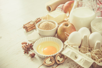 Baking ingredients background