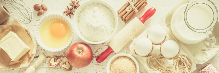 Baking ingredients background
