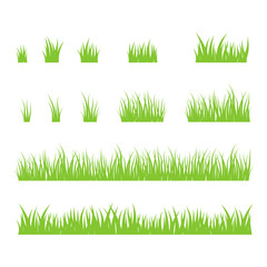 Silhouettes of green grass. - 190054014