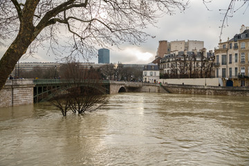 Flood of the Seine 2018 in Paris France