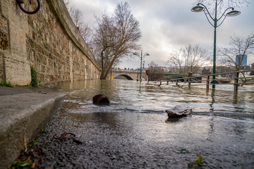 Flood of the Seine 2018 in Paris France