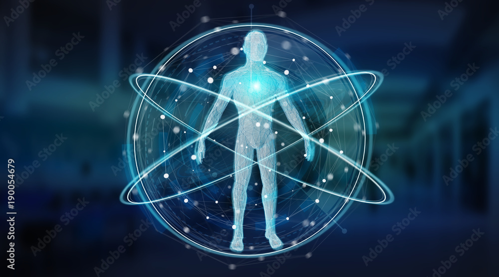 Aufkleber digital x-ray human body scan background interface 3d rendering