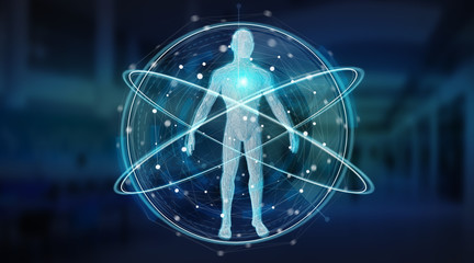 Digital x-ray human body scan background interface 3D rendering