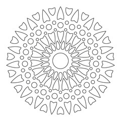 Simple Mandala Shape for Coloring. Vector Mandala. Floral. Flower. Oriental. Book Page. Outline.