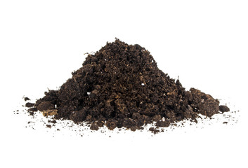 Pile of soil isolated on a white background