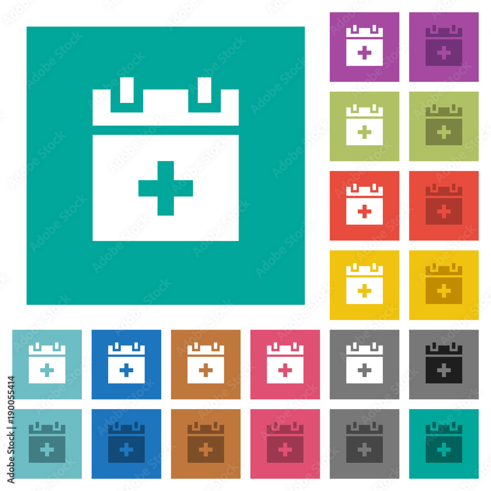 Aufkleber add new schedule item square flat multi colored icons