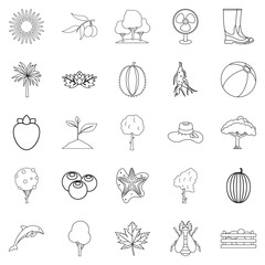 Flourish icons set, outline style