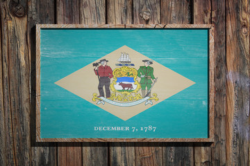 Wooden Delaware flag