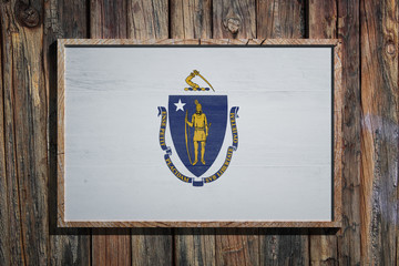 Wooden Massachusetts flag