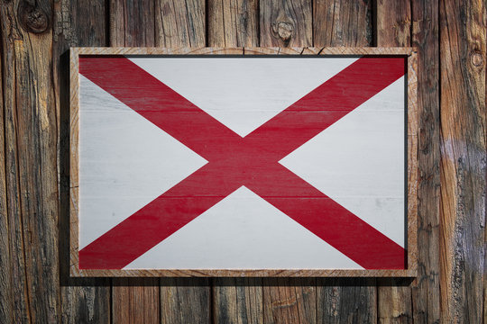 Wooden Alabama flag
