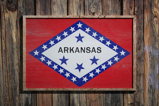 Wooden Arkansas flag