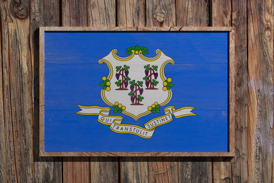 Wooden Connecticut flag