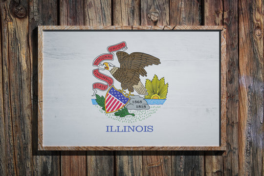Wooden Illinois flag