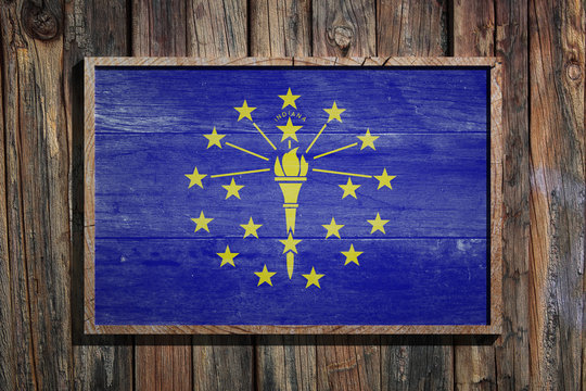 Wooden Indiana flag