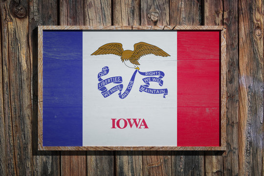 Wooden Iowa flag
