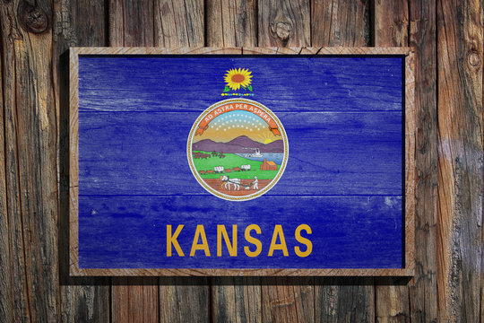 Wooden Kansas flag