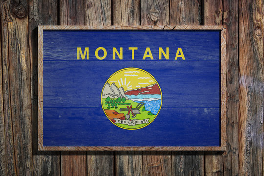 Wooden Montana flag