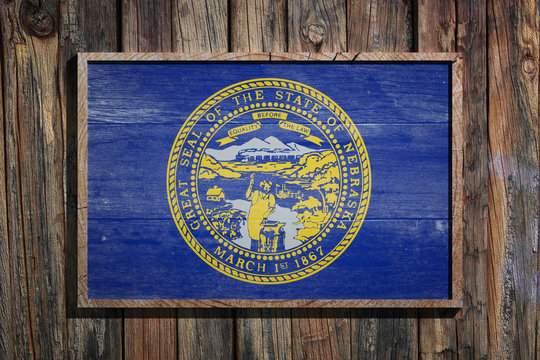Wooden Nebraska flag