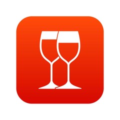 Wine glasses icon digital red