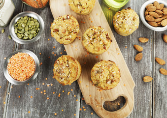 Lentil muffins on the table