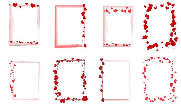 Set mit verschiedene rote Rahmen mit Herzen Liebe Hintergrund