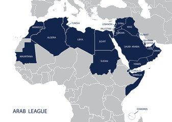 Fototapeta premium Map of Arab League.