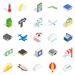 Air force icons set, isometric style