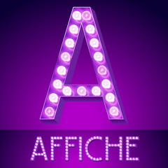 Vector Glowing Violet Chic Alphabet. Letter A