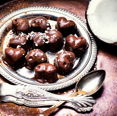 chocolate candies sweets with coconut