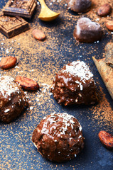 Different kinds of chocolates with coconut