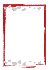 Obraz premium roter Rahmen mit Herzen und Pinselstrich Liebesbrief