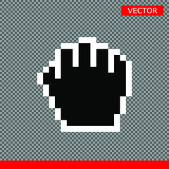 Black drag hand cursor icon vector illustration isolated on dark transparency background