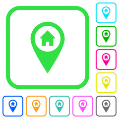 Home address GPS map location vivid colored flat icons