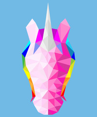 Magic low poly unicorn with rainbow mane