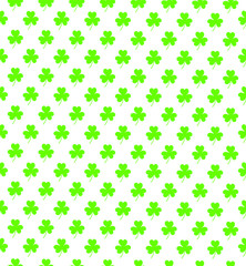 Clover shamrok seamless pattern on white background vector illustration. Happy St. Patrick's Day
