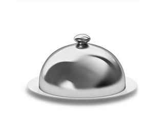 Cloche on a porcelain dish with clipping path