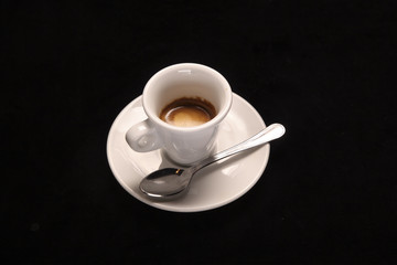 espresso coffee on black background