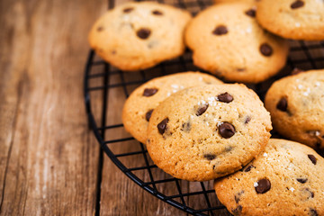 Homemade freshly baked chocolate chips cookies