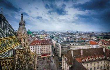 Zelfklevend Fotobehang View of Vienna from Saint Stephane's cathedral, Austria © Tryfonov