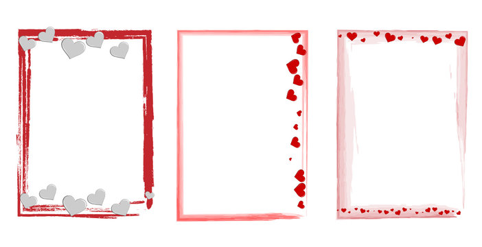 Set mit verschiedene rote Rahmen mit Herzen Liebe Hintergrund