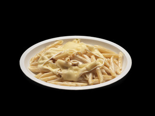 penne pasta with melted cheese