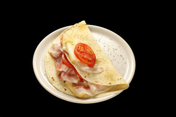 piadina with bacon and cheese