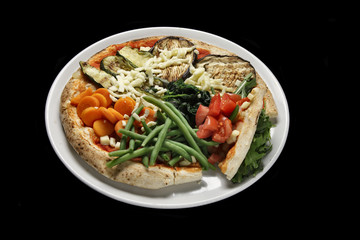pizza with grilled and cooked vegetables