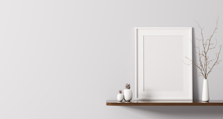 Shelf with poster 3d rendering