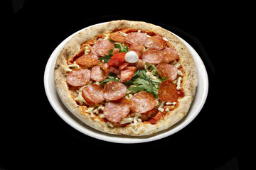 pizza with salami and cheese