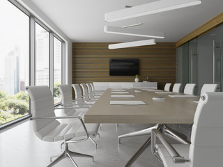 Interior of reception and meeting room 3D illustration