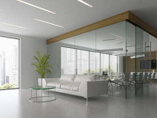 Interior of reception and meeting room 3D illustration