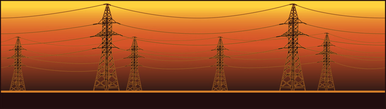 Panoramic high voltage power lines
