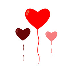 Vector illustration with red love hearts