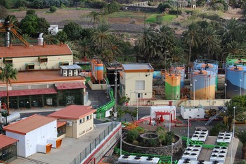Fototapeta premium Aerial view on diesel power station of an island, San Sebastian, La Gomera